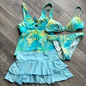 VENUS Aqua and Yellow 4 piece Bikini Set